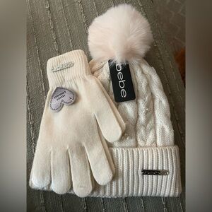 Brand New White Pearl Beanie and Gloves